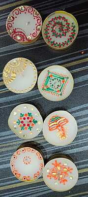 Decorated Diyas- Pack of 8